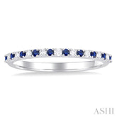 1.35 MM Round Shape Sapphire and 1/10 Ctw Petite Round Cut Diamond Precious Stack Band in 10K White Gold